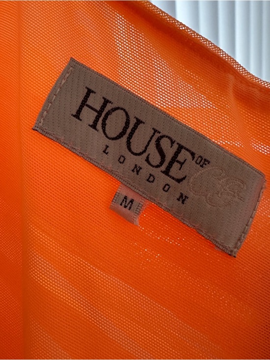 HOUSE of CB Tangerine Ruched Organza Mesh Mini Dress Sz. M - Picture 11 of 15